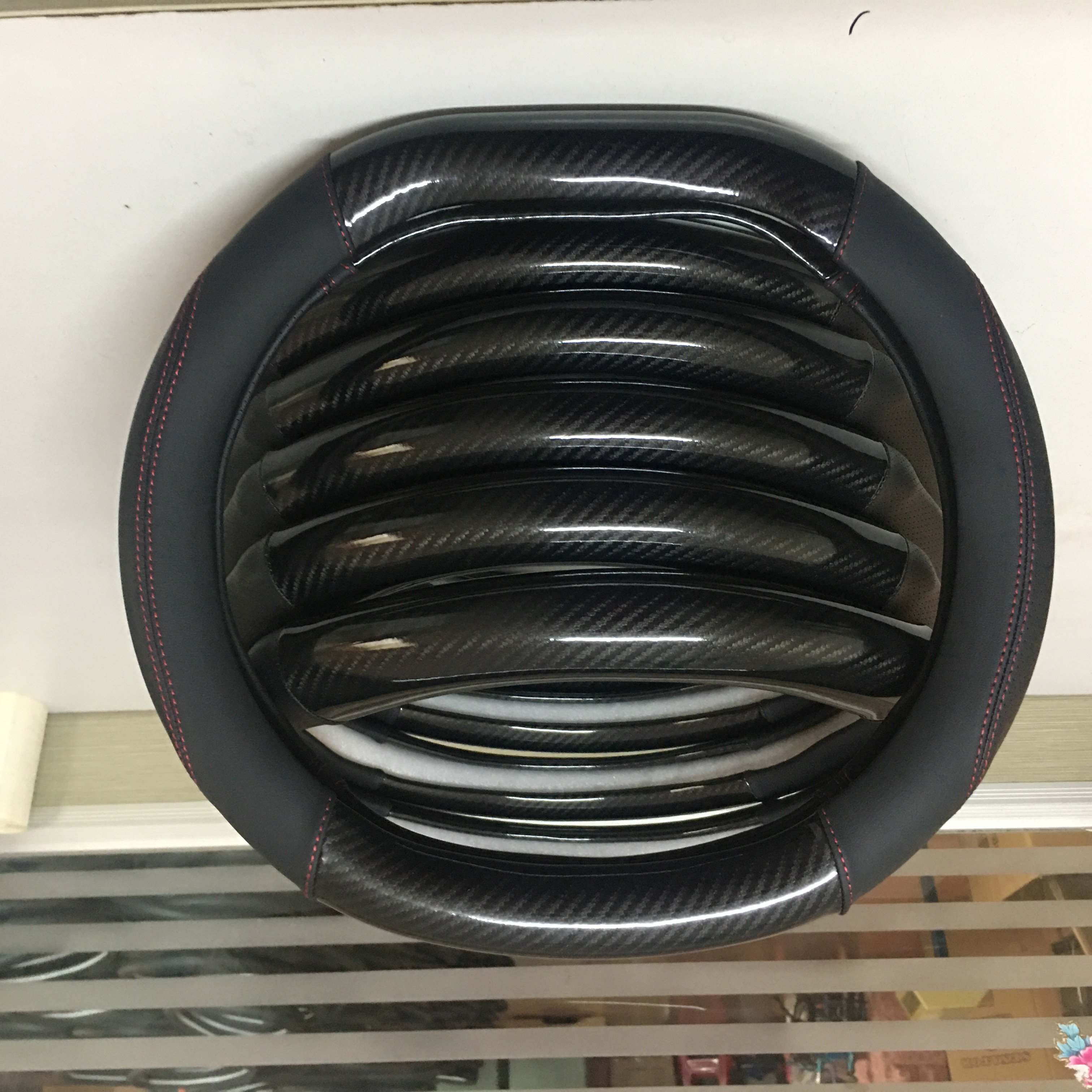 New 38cm shiny carbon car racing steering wheel cover for PEUGEOT 4008