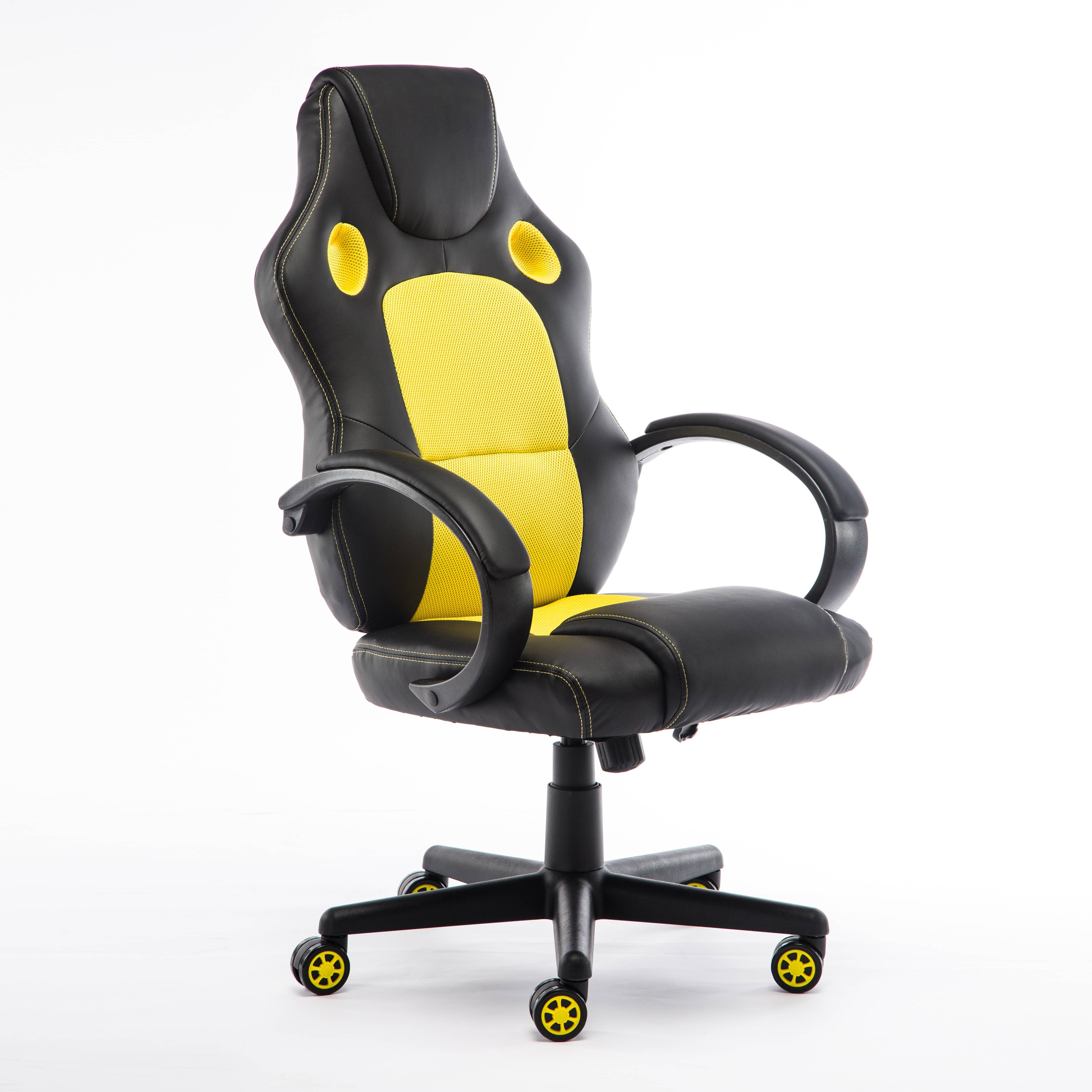 Premium High Back Yellow PU Leather Swivel Esport Chair Ergonomic PC Gaming Chair for Adults