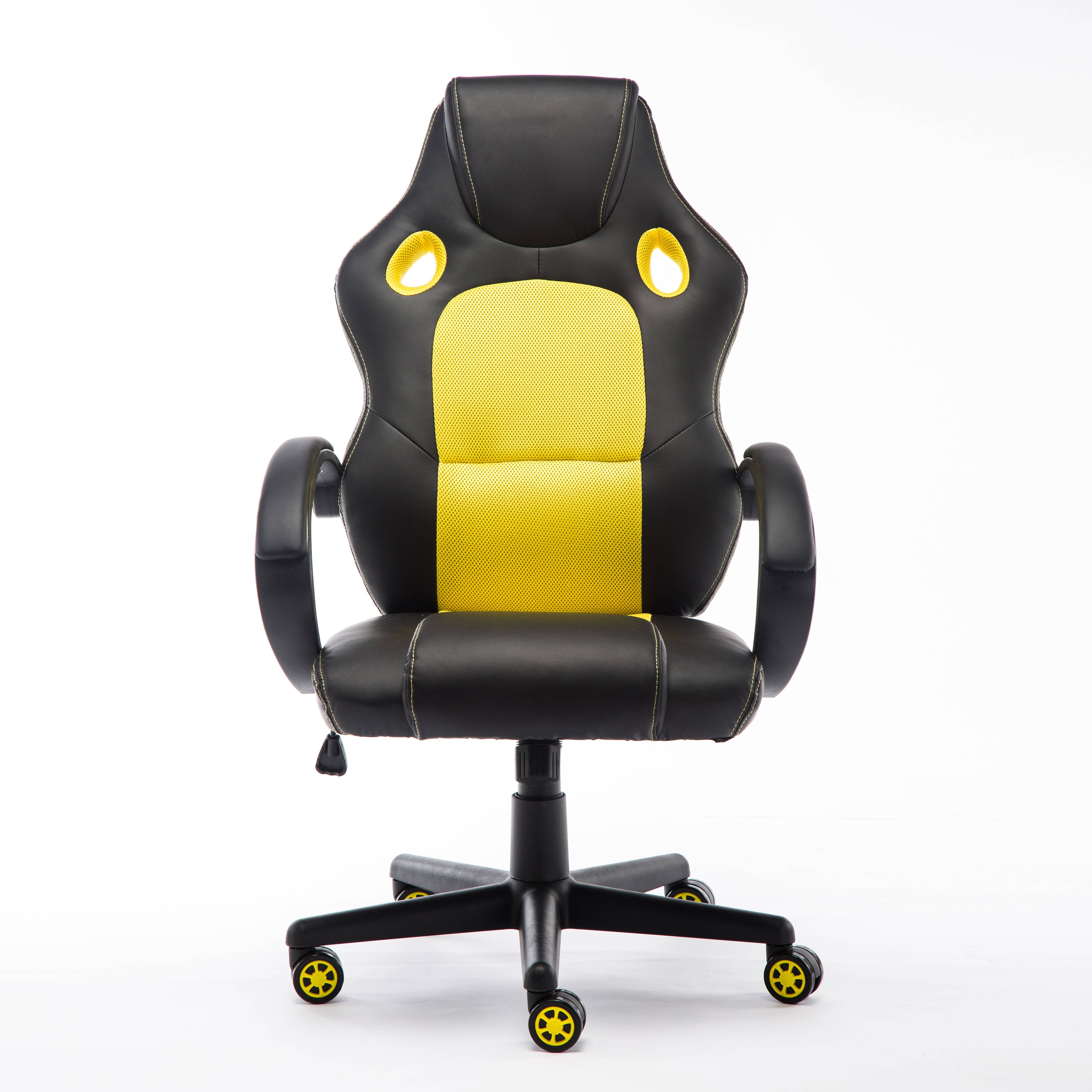 Premium High Back Yellow PU Leather Swivel Esport Chair Ergonomic PC Gaming Chair for Adults