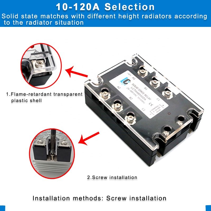 3-32VDC to 24-280VAC DC Control AC SSR 10A Three-phase Solid State Relay General Purpose Auto Relay