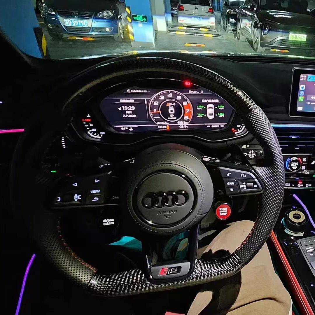 Custom Leather Carbon Fiber Car R8 TT RS Steering Wheel for Audi A7 For 2016-2020 Audi R8 TT RS