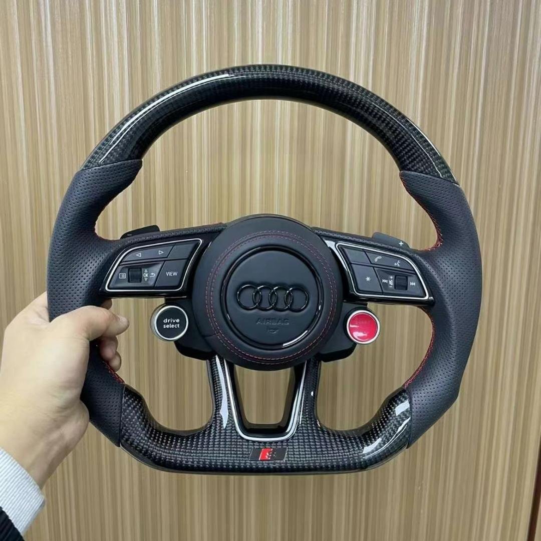 Custom Leather Carbon Fiber Car R8 TT RS Steering Wheel for Audi A7 For 2016-2020 Audi R8 TT RS