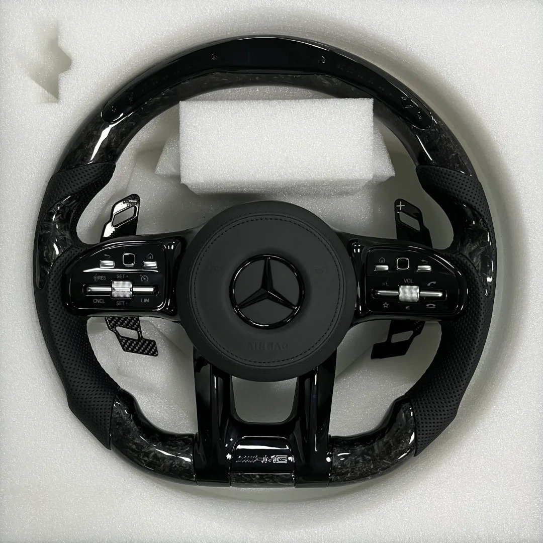 Car Steering Wheel For Mercedes Benz W176 W213 W205 W253 C220 C257 Cl E C Cls Cla Gla Gle Class Amg 2016 To 2019 Carbon Fiber