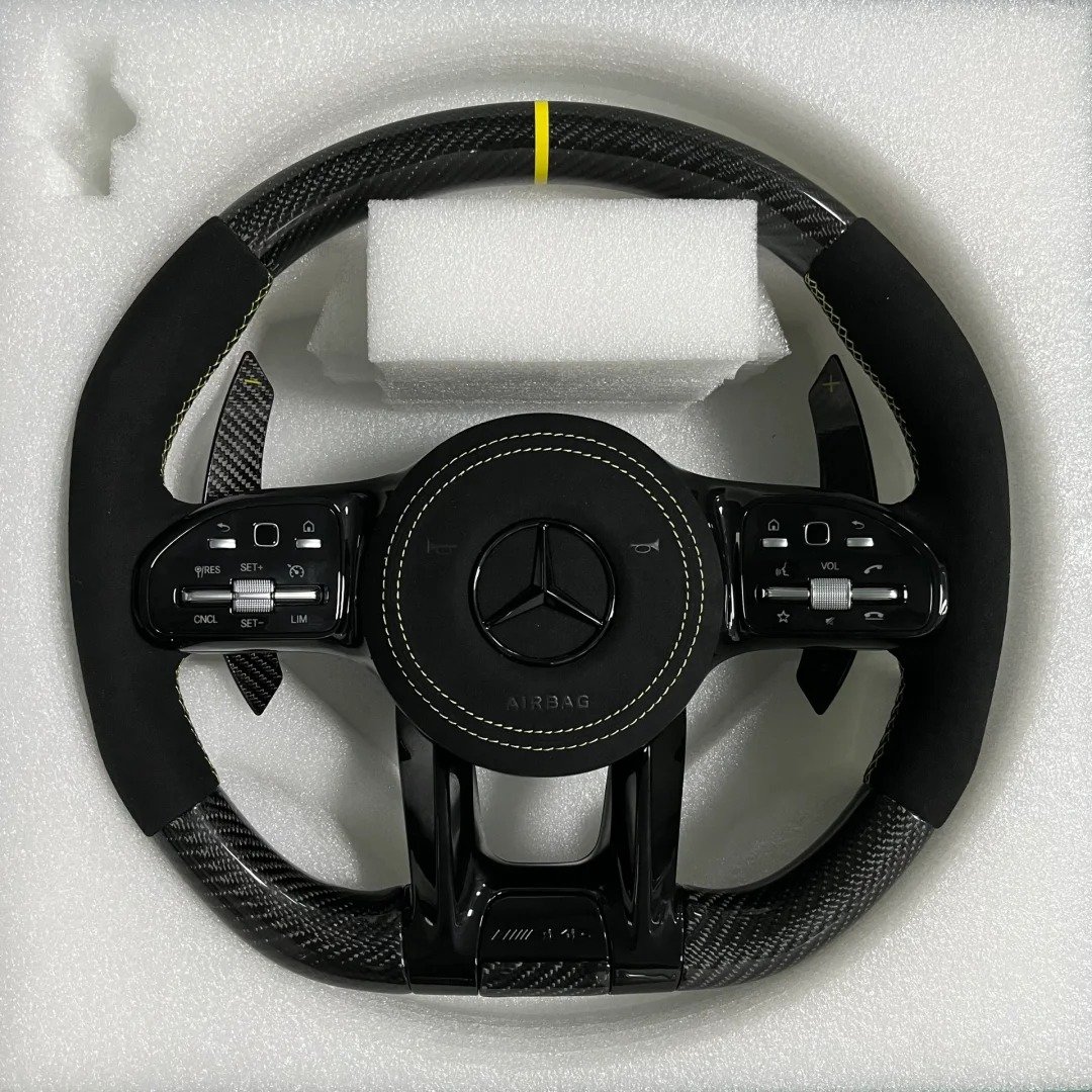 Car Steering Wheel For Mercedes Benz W176 W213 W205 W253 C220 C257 Cl E C Cls Cla Gla Gle Class Amg 2016 To 2019 Carbon Fiber