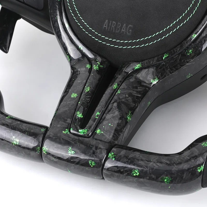 M Sport Green Half Alcantara Forged Carbon Fiber LED Steering Wheel for BMW F80 M3 F20 F32 E88 M4 F82 F01 F10 F30 F31 X5 E70 F15
