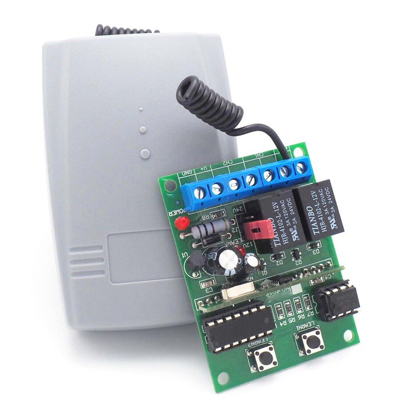 433Mhz Remote Control Switch for Light,Door, Garage Universal Remote AC 85V ~ 250V 110V 220V 2CH Relay Receiver and Controller