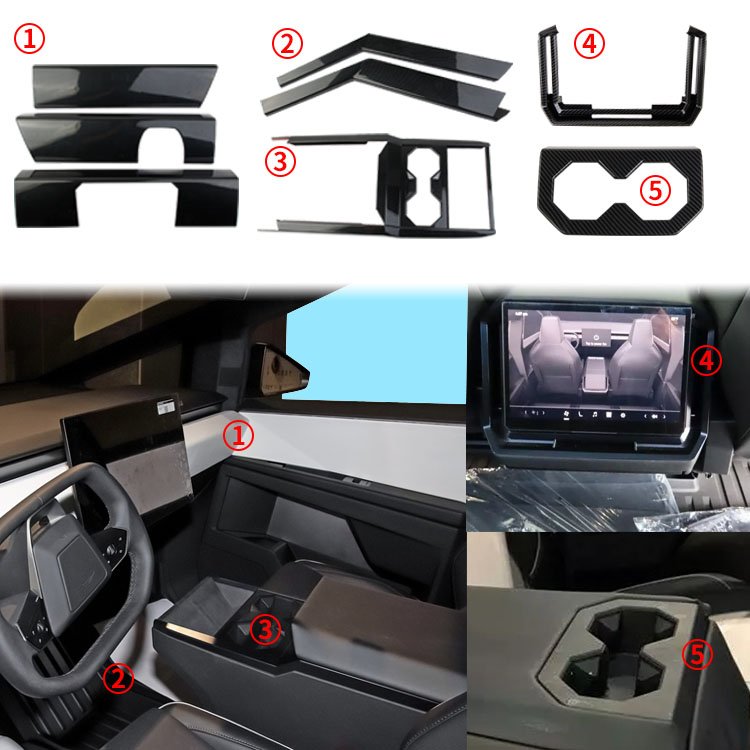 Carbon Fiber Style Car Interior Kit Trim for Tesla Cybertrunk 2024 Pickup Accessories