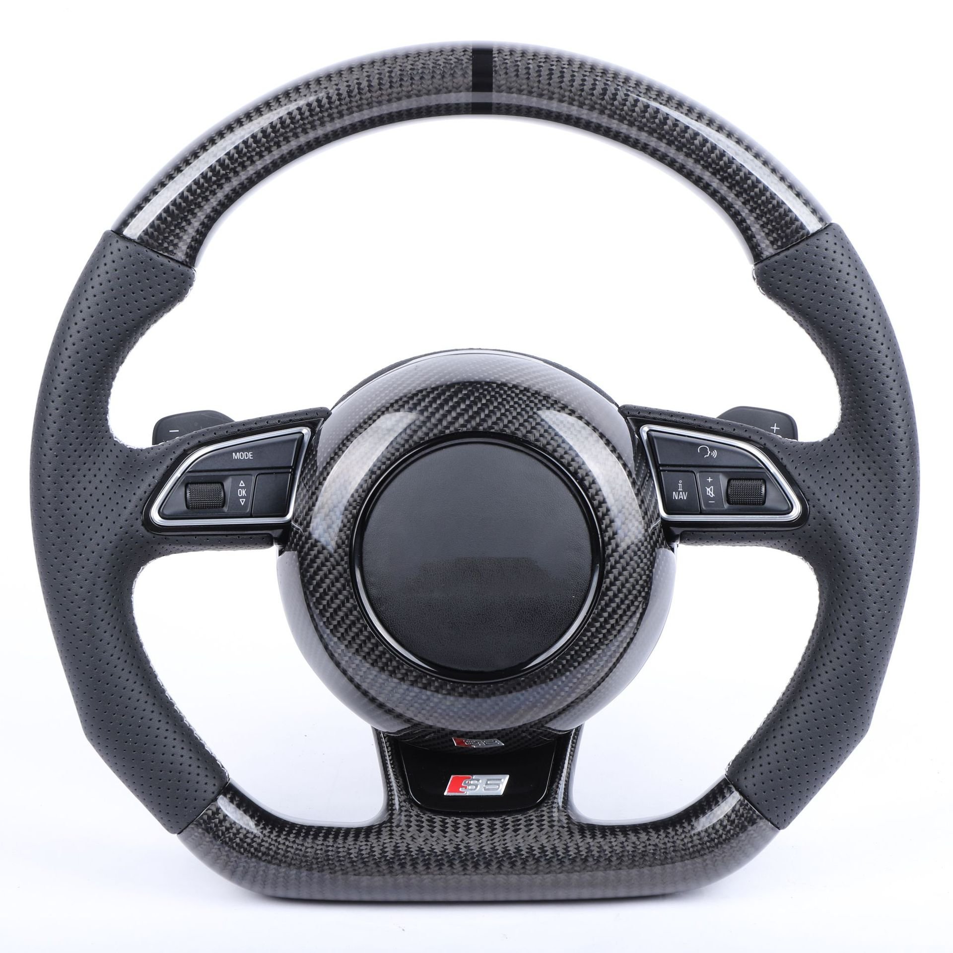 Luxury Sport Black Leather Le Carbon Fiber Steering Wheel For Audi RS3 RS4 RS5 RS6 RS7 S3 S4 S5 Custom Car Steering Wheel
