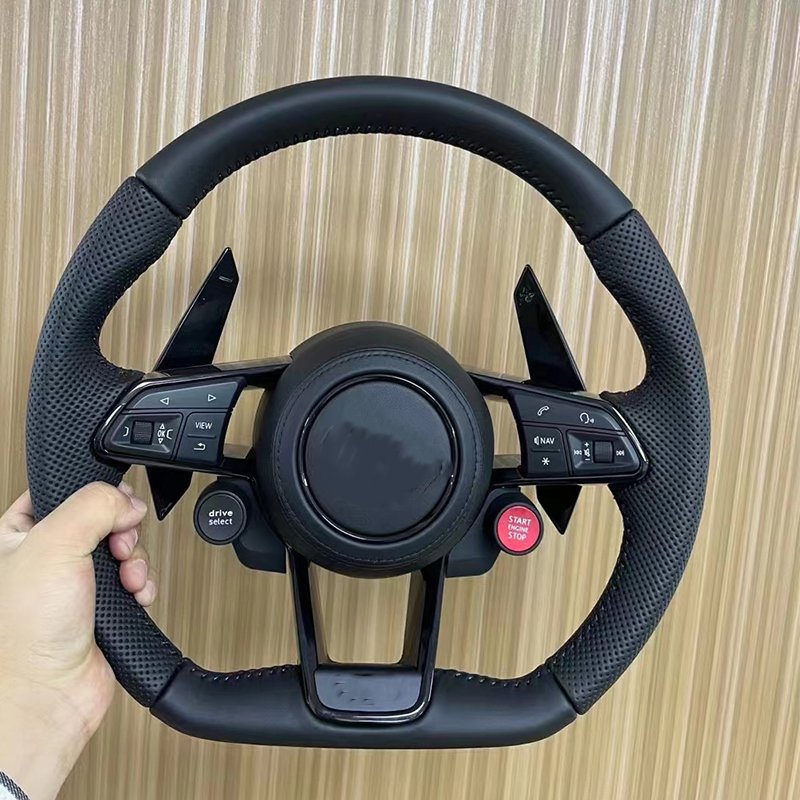 Luxury Sport Black Leather Le Carbon Fiber Steering Wheel For Audi RS3 RS4 RS5 RS6 RS7 S3 S4 S5 Custom Car Steering Wheel