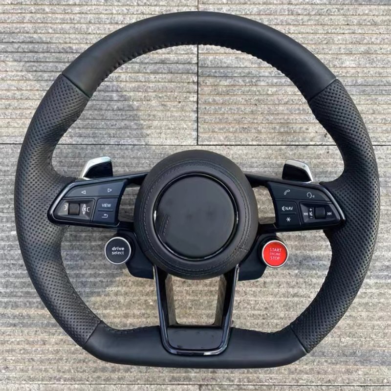 Luxury Sport Black Leather Le Carbon Fiber Steering Wheel For Audi RS3 RS4 RS5 RS6 RS7 S3 S4 S5 Custom Car Steering Wheel