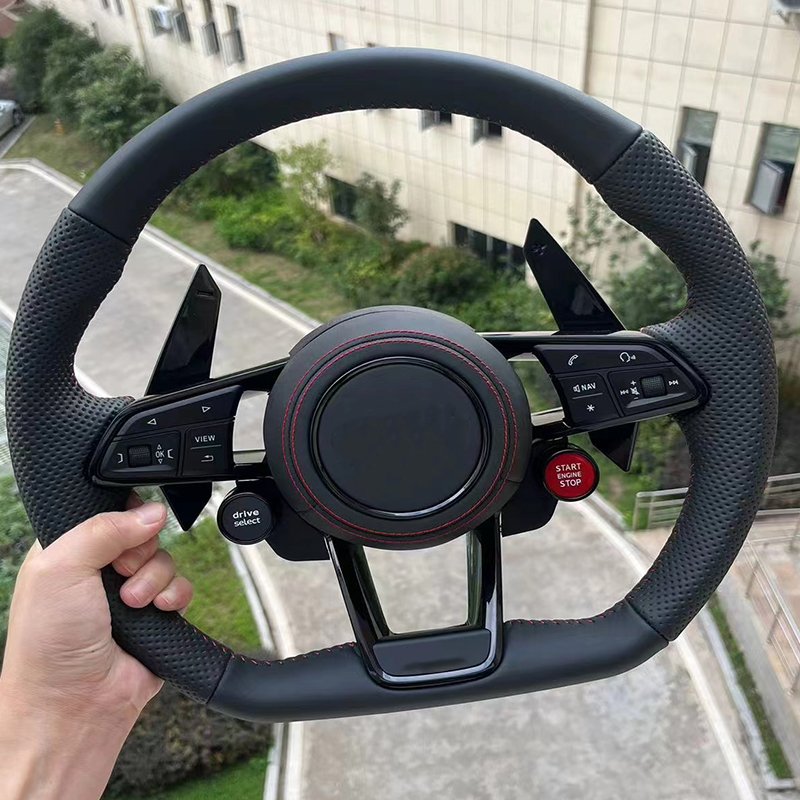 Luxury Sport Black Leather Le Carbon Fiber Steering Wheel For Audi RS3 RS4 RS5 RS6 RS7 S3 S4 S5 Custom Car Steering Wheel