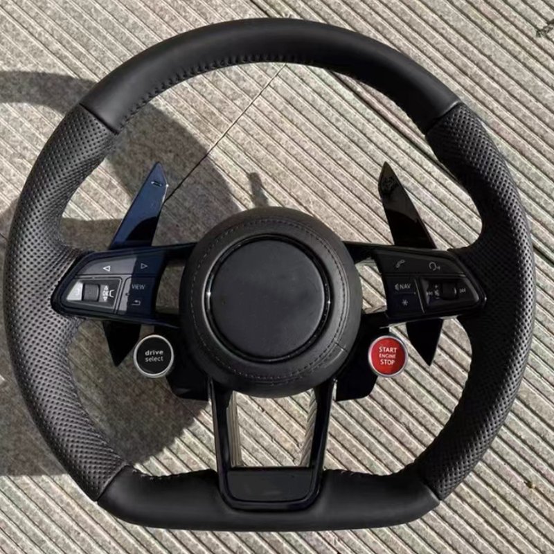 Luxury Sport Black Leather Le Carbon Fiber Steering Wheel For Audi RS3 RS4 RS5 RS6 RS7 S3 S4 S5 Custom Car Steering Wheel