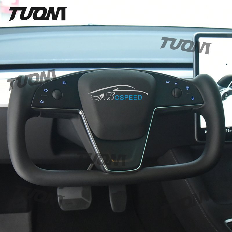 Upgrade Full Set Fit For Tesla Model X Y S 3 Car Yoke Leather Steering Wheel Custom