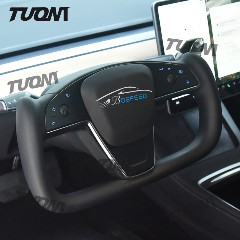 Upgrade Full Set Fit For Tesla Model X Y S 3 Car Yoke Leather Steering Wheel Custom