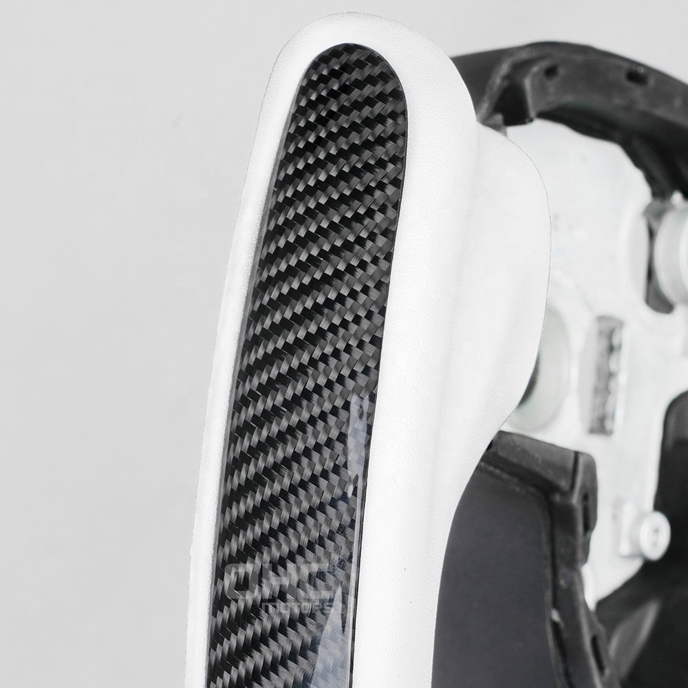 US Local Stock White Leather Yoke Style Steering Wheel For Tesla Model 3 2022 2019 2016 Steering Wheel With Heating Ohc