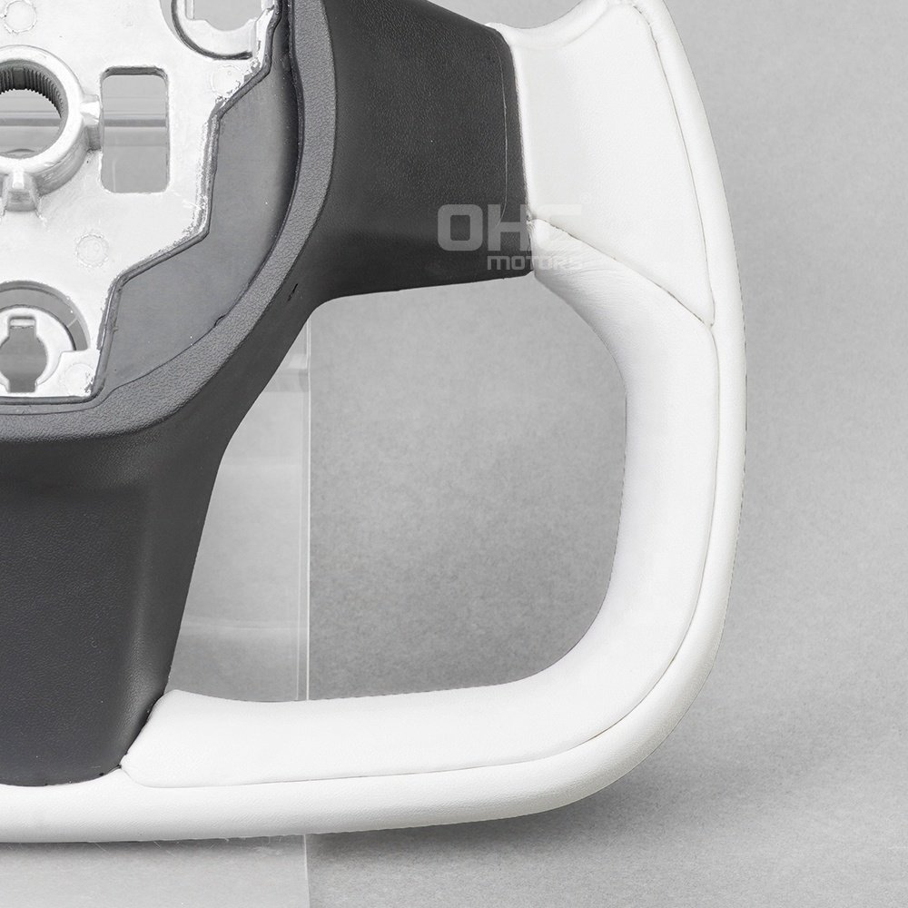 US Local Stock White Leather Yoke Style Steering Wheel For Tesla Model 3 2022 2019 2016 Steering Wheel With Heating Ohc