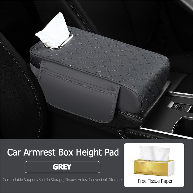 Luxury Elegant Leather Car Interior Accessories Armrest Storage Box Cover High Tissue Storage Capacity for Center Console Mat