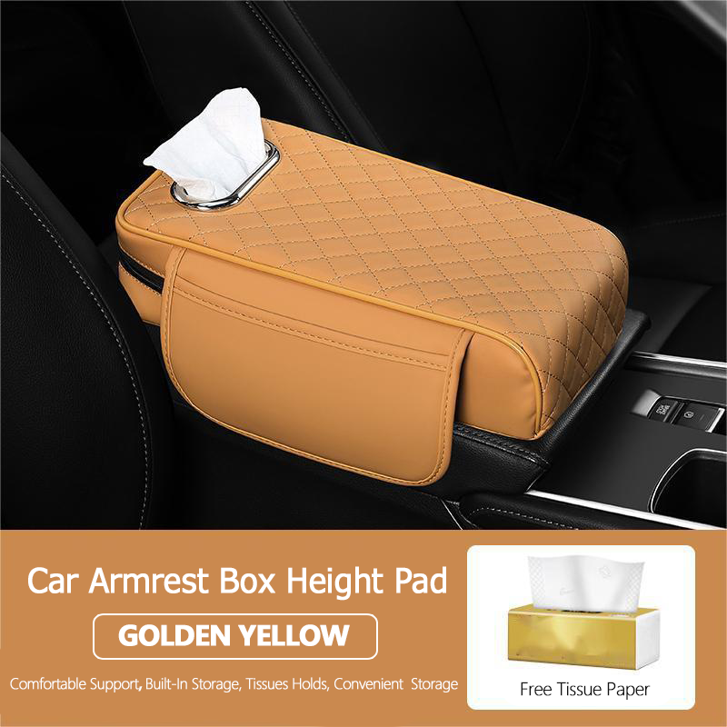 Luxury Elegant Leather Car Interior Accessories Armrest Storage Box Cover High Tissue Storage Capacity for Center Console Mat