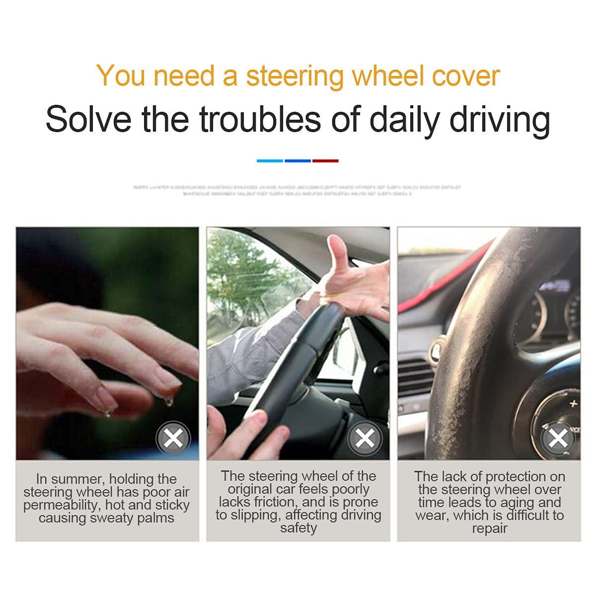 Custom-made Different Colors Universal Leather Car Steering Wheel Cover