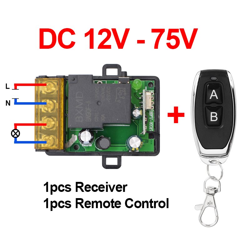 Universal Wireless Remote Switch AC 85V 260V 1CH Relay Receiver Module and 1 Pieces RF Remote Control 433 Mhz Transmitter