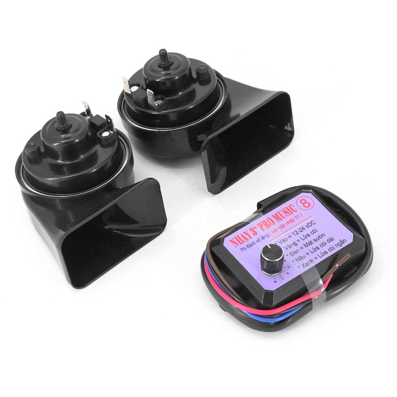 NHAY 3+ Pro Mu12V 8 - Tones Loud Horn Kit with 3+ Pro Musical Horn Relay Controller for Cars, Trucks, Vans & Motorcycles