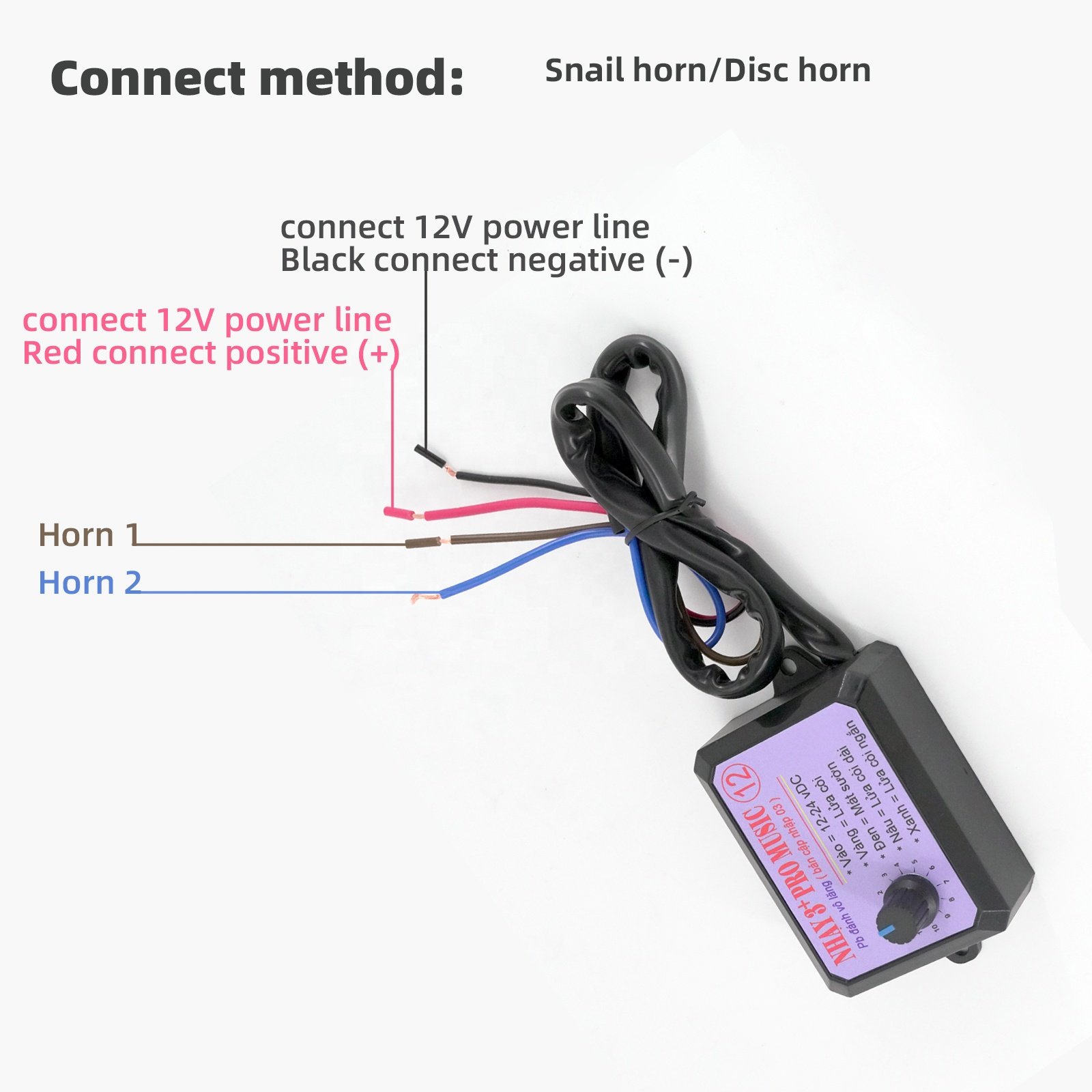 NHAY 3+ Pro Mu12V 8 - Tones Loud Horn Kit with 3+ Pro Musical Horn Relay Controller for Cars, Trucks, Vans & Motorcycles