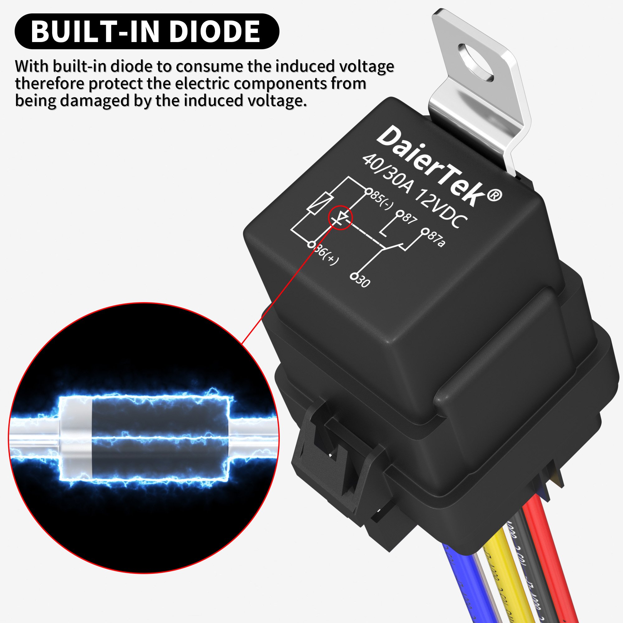 Good Quality Waterproof China Auto Relay 30A/40A Auto Relay 5PINS SPDT Auto 12V Relay With Wire for Car