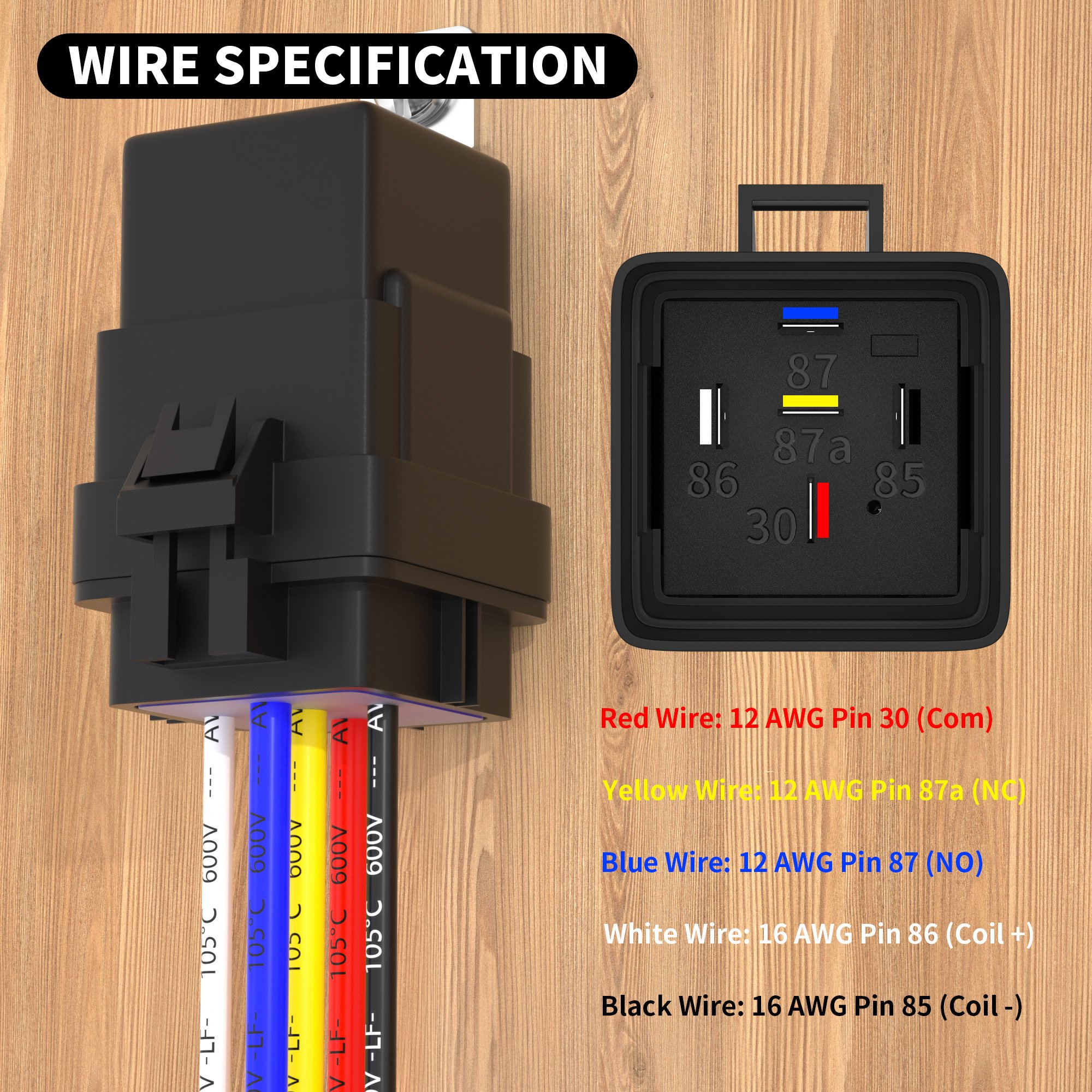 Good Quality Waterproof China Auto Relay 30A/40A Auto Relay 5PINS SPDT Auto 12V Relay With Wire for Car