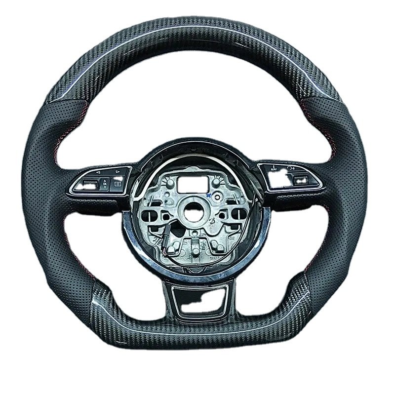 Custom Real Carbon Steering Wheel for Audi A4 A5 B9 RS R8 2008-2021 Real Carbon Fiber Steering Wheel Racing Wheel