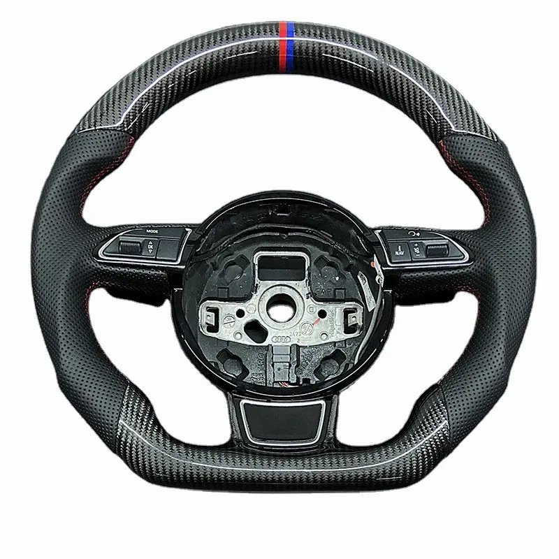 Custom Real Carbon Steering Wheel for Audi A4 A5 B9 RS R8 2008-2021 Real Carbon Fiber Steering Wheel Racing Wheel