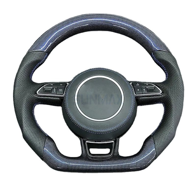 Custom Real Carbon Steering Wheel for Audi A4 A5 B9 RS R8 2008-2021 Real Carbon Fiber Steering Wheel Racing Wheel