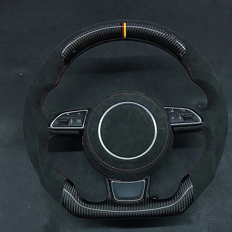 Custom Real Carbon Steering Wheel for Audi A4 A5 B9 RS R8 2008-2021 Real Carbon Fiber Steering Wheel Racing Wheel