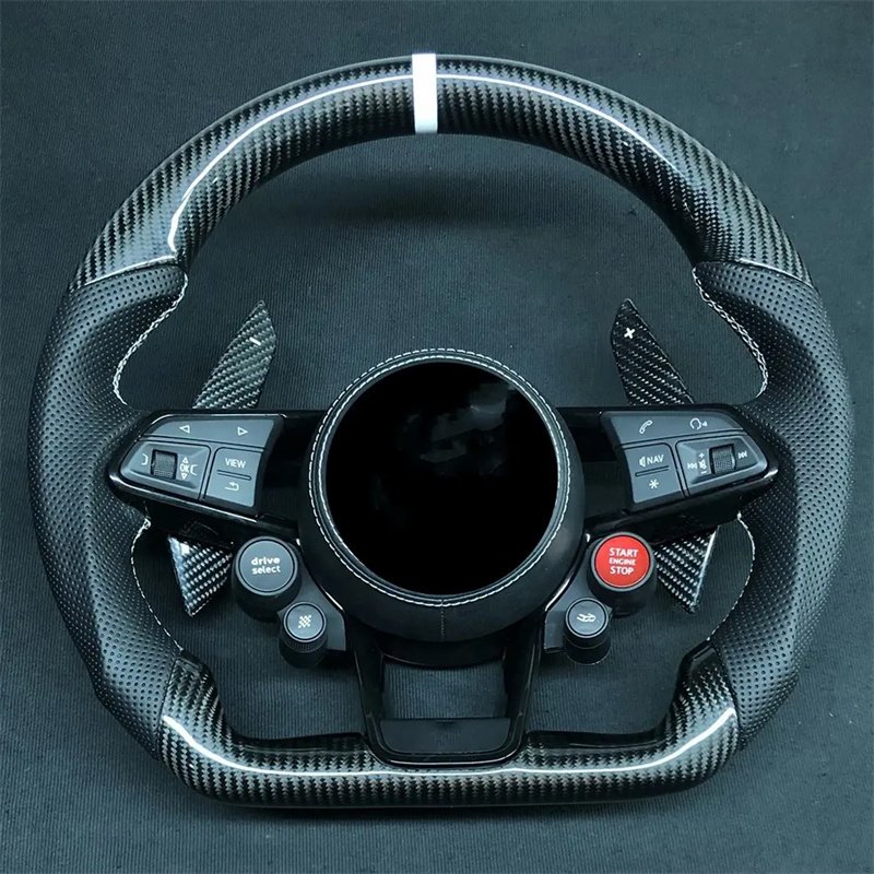 Custom Real Carbon Steering Wheel for Audi A4 A5 B9 RS R8 2008-2021 Real Carbon Fiber Steering Wheel Racing Wheel