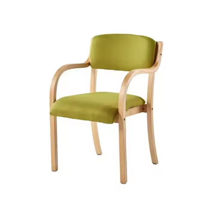 Luxury Stacking Modern Farmhouse Armrest Chair Nordic Fabric Wooden Stackable Dining Chair with Arm Rest