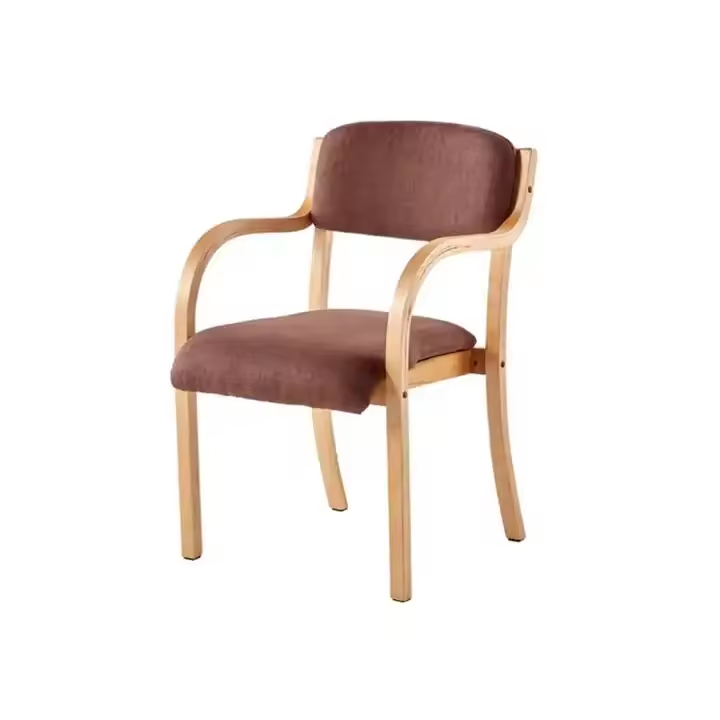 Luxury Stacking Modern Farmhouse Armrest Chair Nordic Fabric Wooden Stackable Dining Chair with Arm Rest