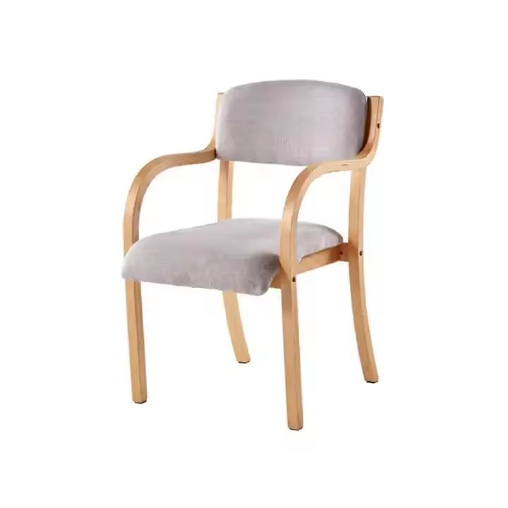 Luxury Stacking Modern Farmhouse Armrest Chair Nordic Fabric Wooden Stackable Dining Chair with Arm Rest