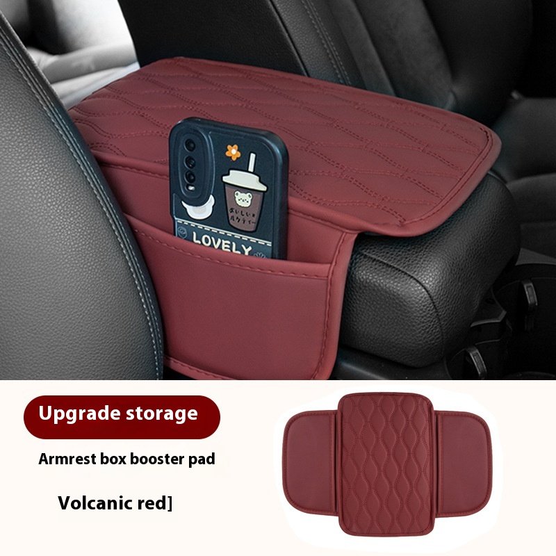Felaruta Leather Car Armrest Box Mat PU Storage Pocket Bag Universal Central Booster Mat Armrest Multifunctional Storage