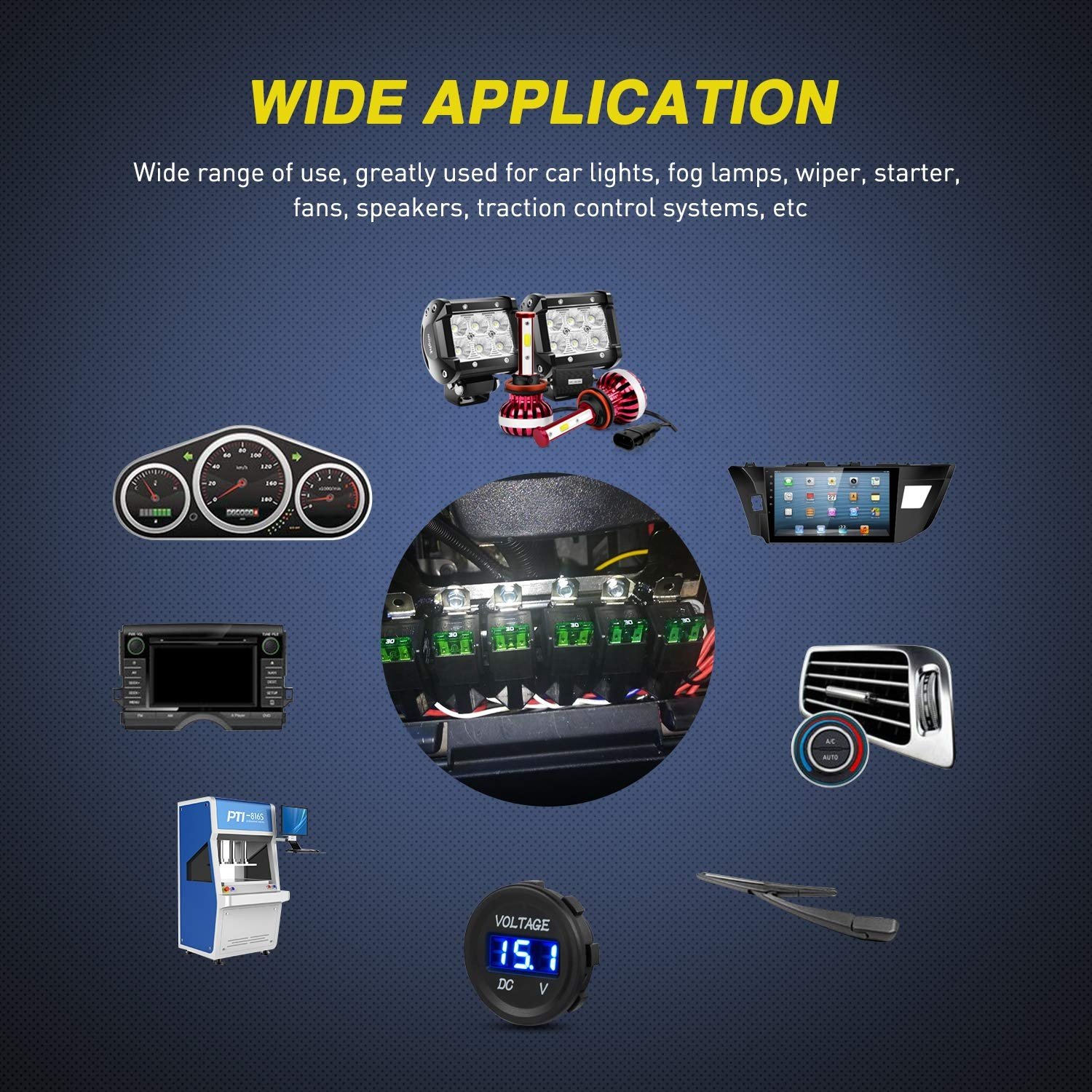 4Pins 30A Fuse Relay Car Truck Socket Kit 30A Switch Harness Set 12V DC 4 Pin SPST Automotive 14 AWG Hot Wires