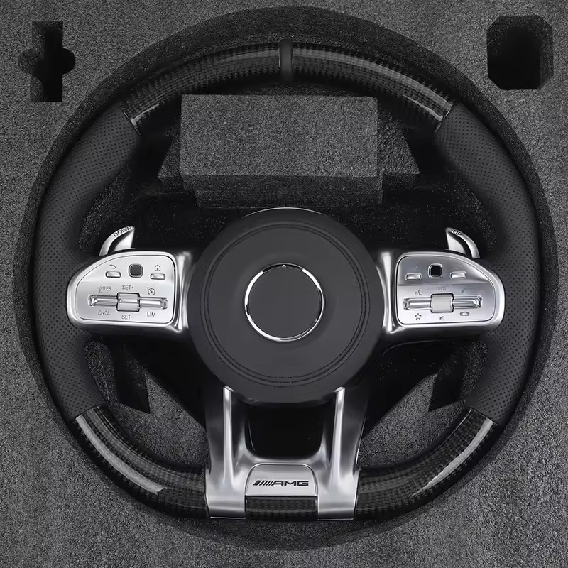 Upgrade Half Leather Carbon Fiber Steering Wheel for Mercedes Benz G Wagon W463 G63 W204 W205 W211 W212 W213 GLA X156 GLC X253