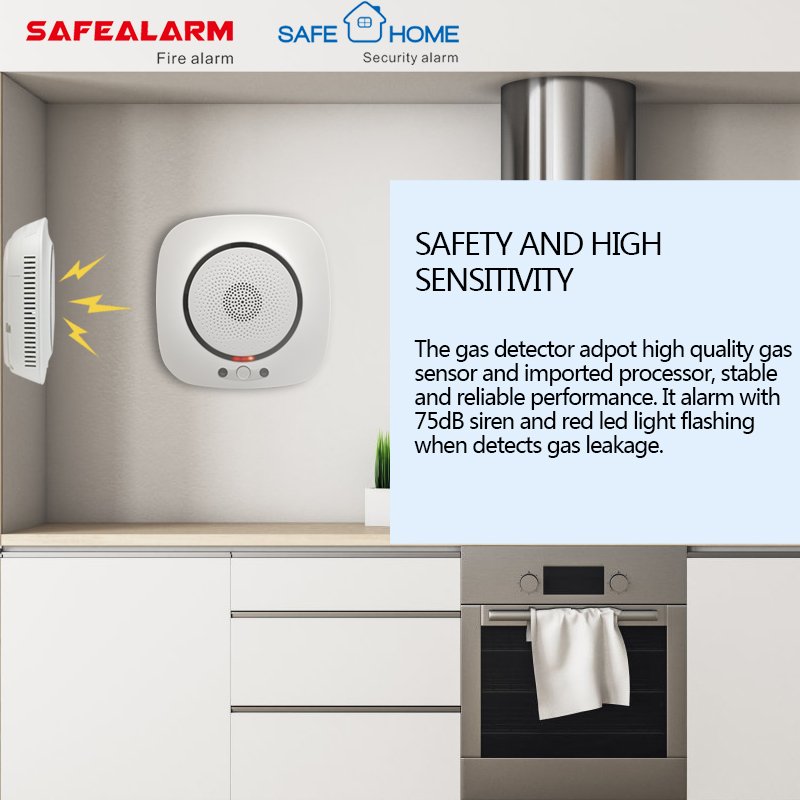 Tuya Smart Home Wifi LPG Gas Detector Price for Home Security Use 220V Kitchen Cooking Gas Leak Alarm Detector Manufacturers