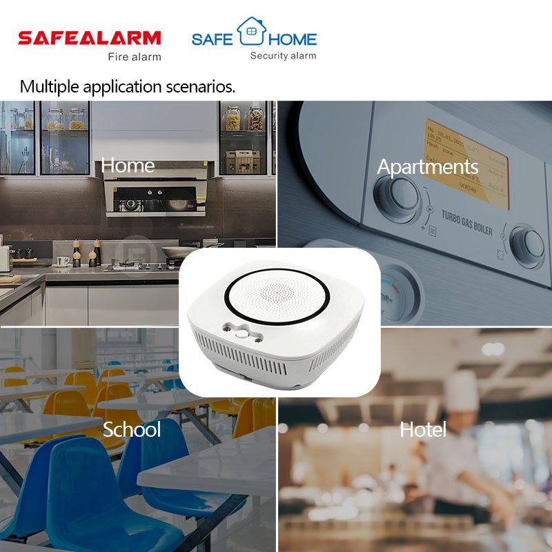 Tuya Smart Home Wifi LPG Gas Detector Price for Home Security Use 220V Kitchen Cooking Gas Leak Alarm Detector Manufacturers