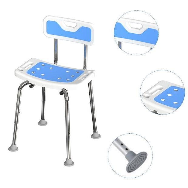 Dearevery Height Adjustable Non-slip Shower Chair with Armrest Bath Chair for Bathing Patients