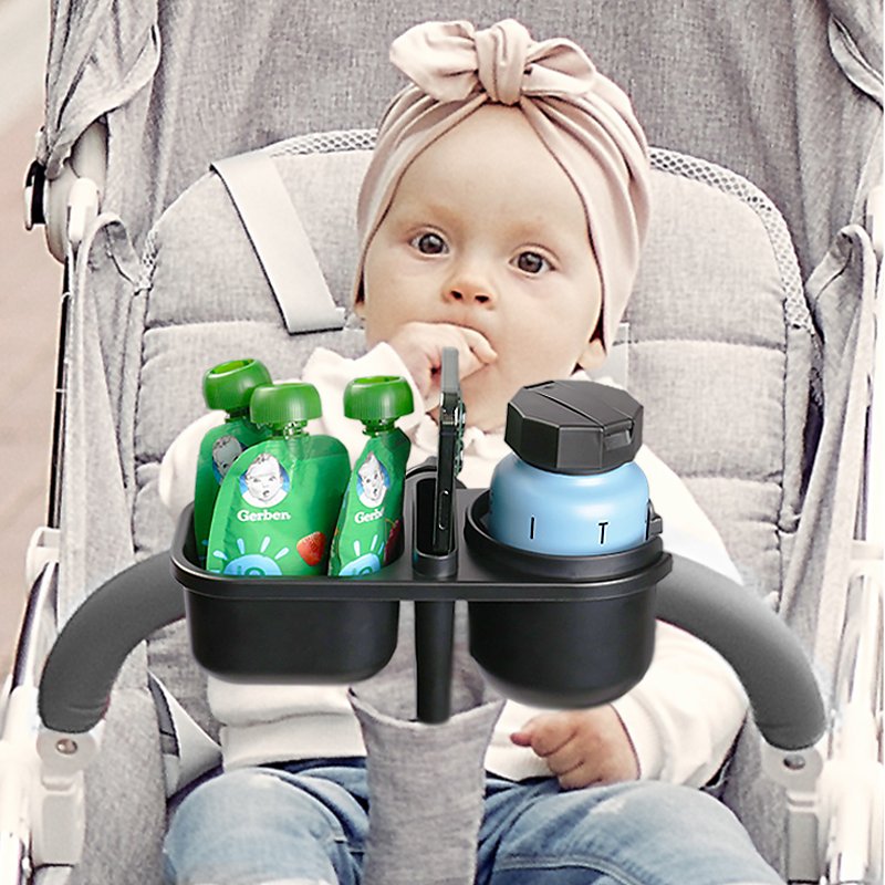 Universal Baby Stroller Snack Tray with Cup Phone Holder Stroller Attachment Fits Most Types of Strollers Armrests