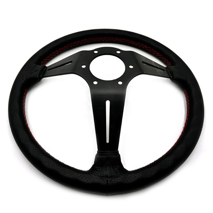 Leaders Universal 14 inch black perforated leather classic modified car steering wheel racing simulator steering wheel