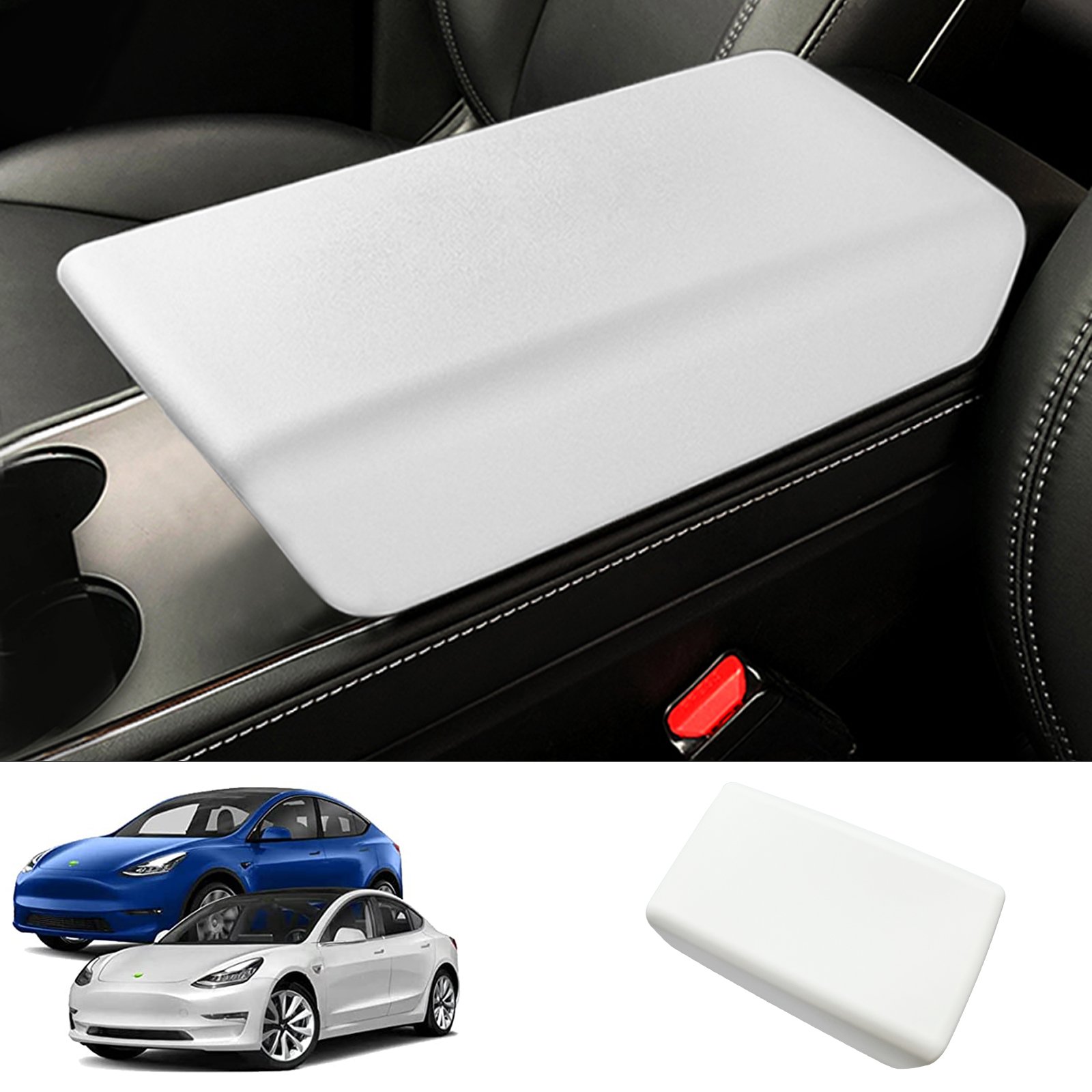 Car Armrest Cover for Tesla Model Y TPE Armrest Model3 Cover Center Console Protector Anti-Scratch Easy Installation