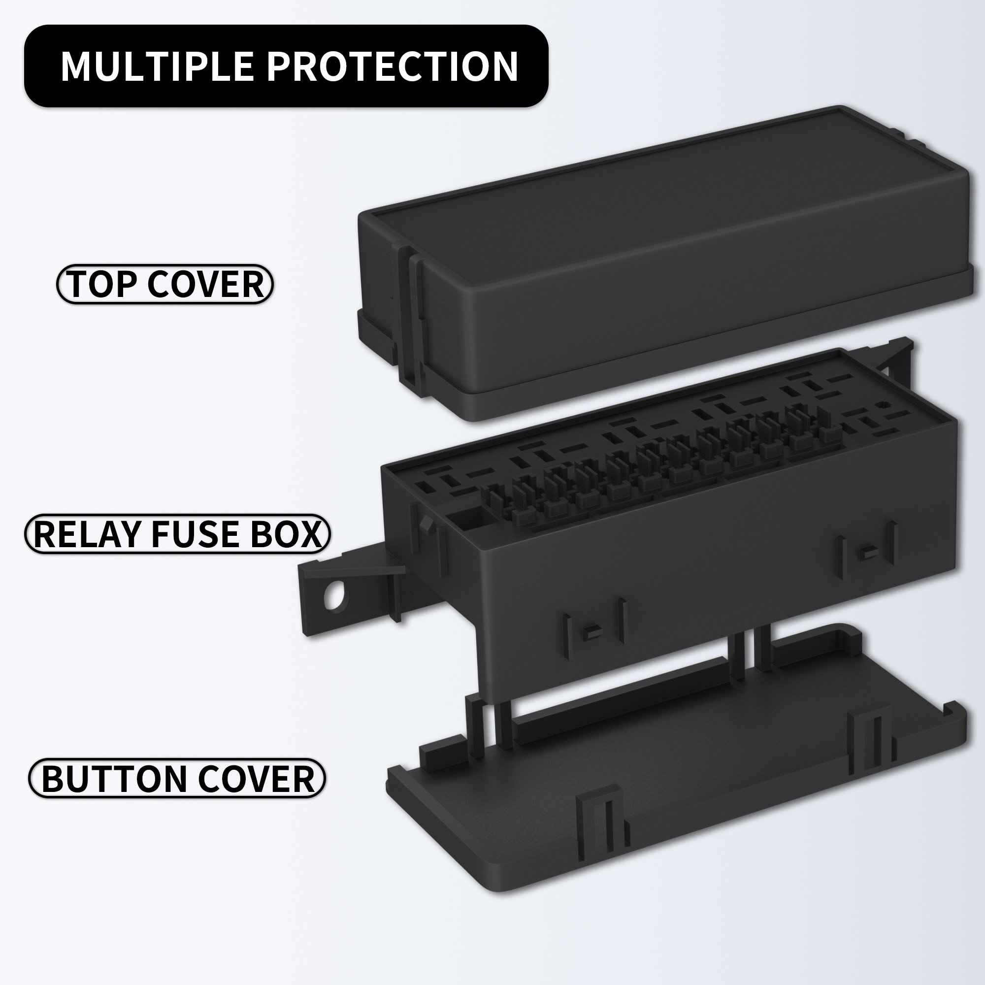 12V Auto Relay Socket Pre-Wired 12V Fsue Box 11 Way Fuse and Relay Box with Fuses & Cover for Car Marine Boat