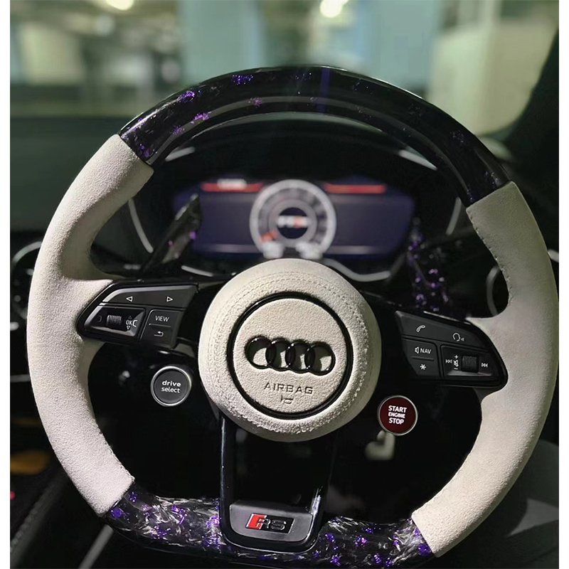 Carbon Fiber Flat Steering Wheel for AUDI S4 S5 S6 S7 RS3 RS4 RS5 RS6 RS7 B9 18+ Custom Car Steering Wheel