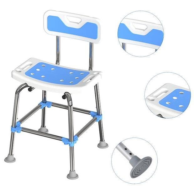 Dearevery Professional Anti-Slip Bathroom Safety Aluminum Shower Chair with Armrest with Back