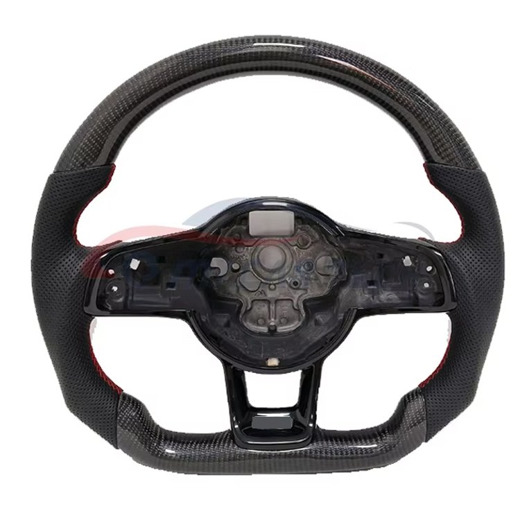 Factory Real Carbon Fiber Perforated Leather Car Steering Wheel for Vw Jetta GLI Golf 6
