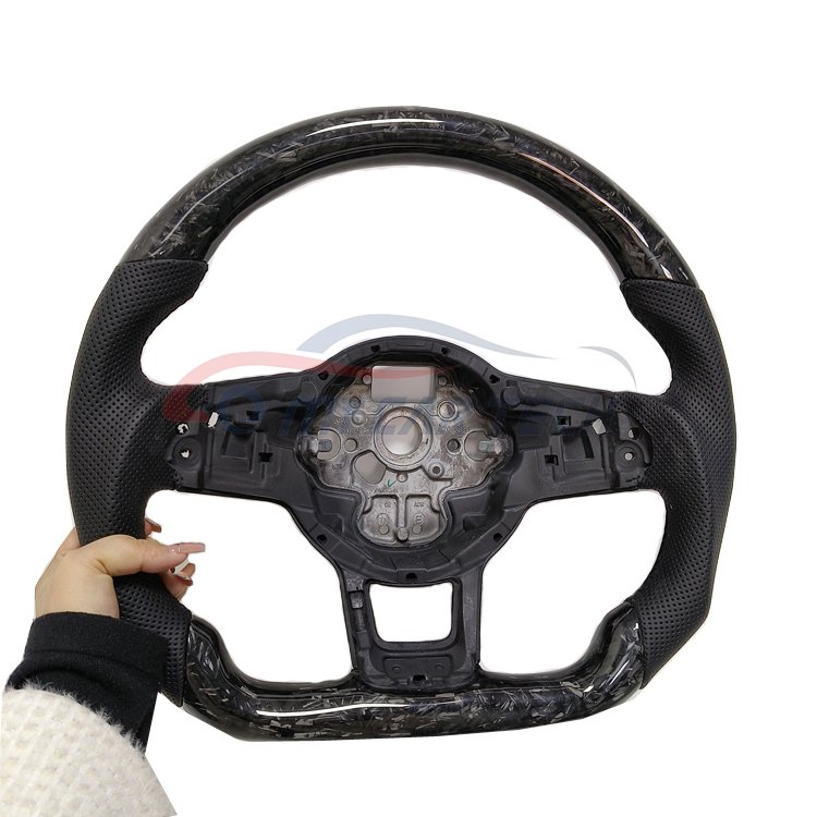 Factory Real Carbon Fiber Perforated Leather Car Steering Wheel for Vw Jetta GLI Golf 6
